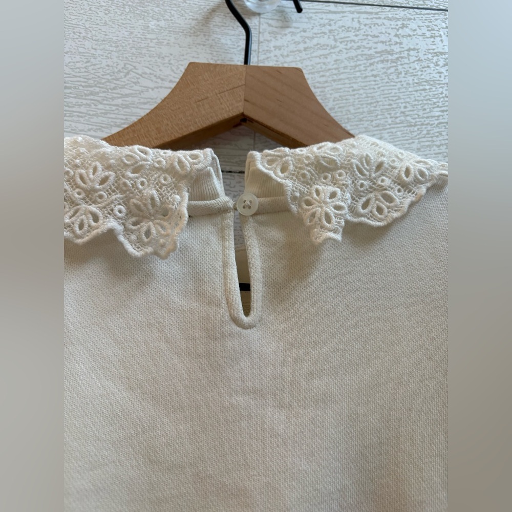 J.Crew Ivory Lace Collar Crewneck Sweatshirt | Size L, 100% Cotton - Picture 7 of 14